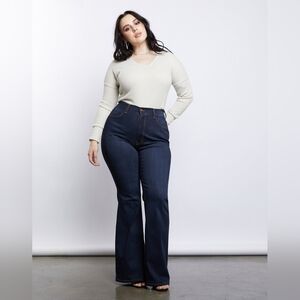 Ava & Viv Dark Blue High-Rise Flare Jeans